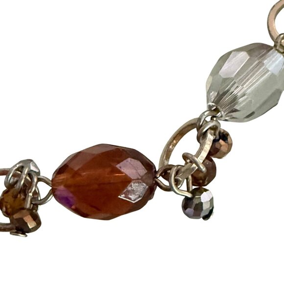 Avon Beaded Bracelet Amber color & Clear Crystal Beads Adjustable Chain Clasp - Picture 2 of 4